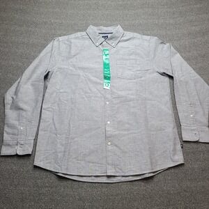 Gap Oxford Button Down Shirt Mens XL Grey Like New Standard Fit Long Sleeve